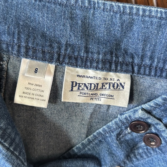 Pendleton Blue Jean Denim Midi Skirt Sz 8P w/ Pockets for Women - Picture 6 of 8